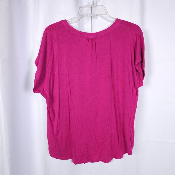 Anthropologie Pleione Womens Small Purple Cap Sleeve V-Neck Blouse Made in USA - Picture 3 of 7